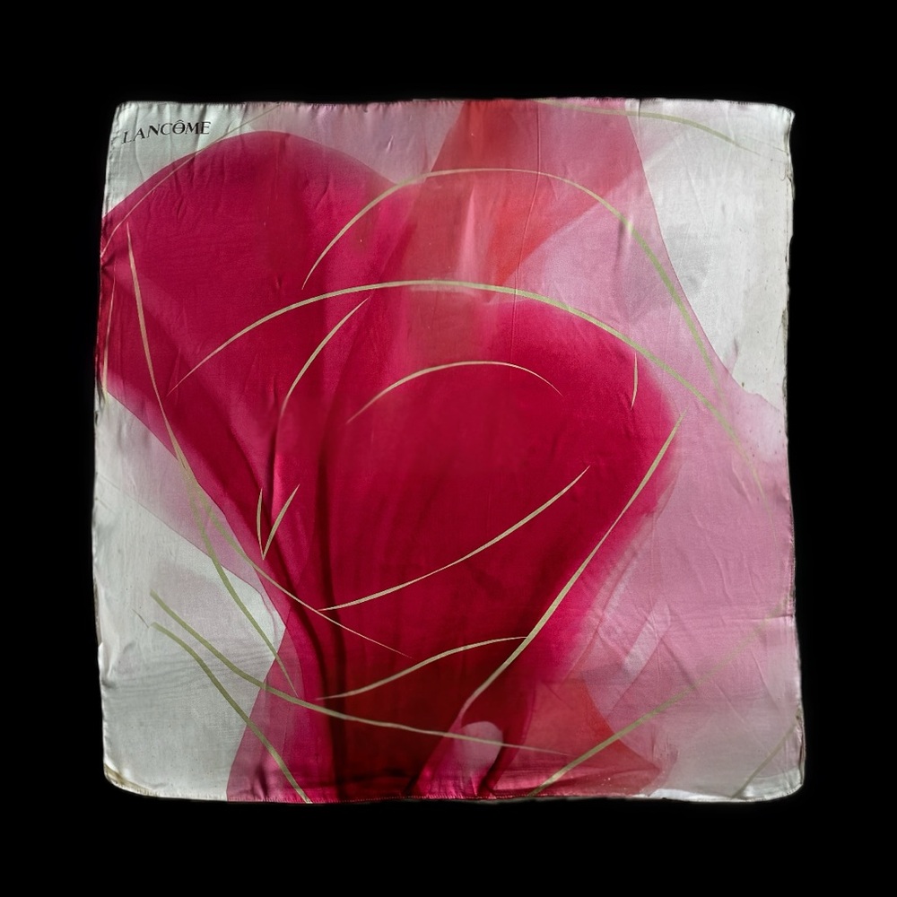 🌸NEW ~ Lancôme Paris Silk Square Scarf - Pink & White - Picture 5 of 10